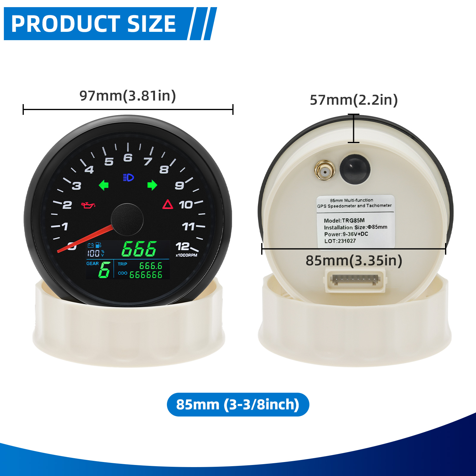 85mm Multifunctional Gaug GPS  - Motorcycle Gear Levels recension och pris