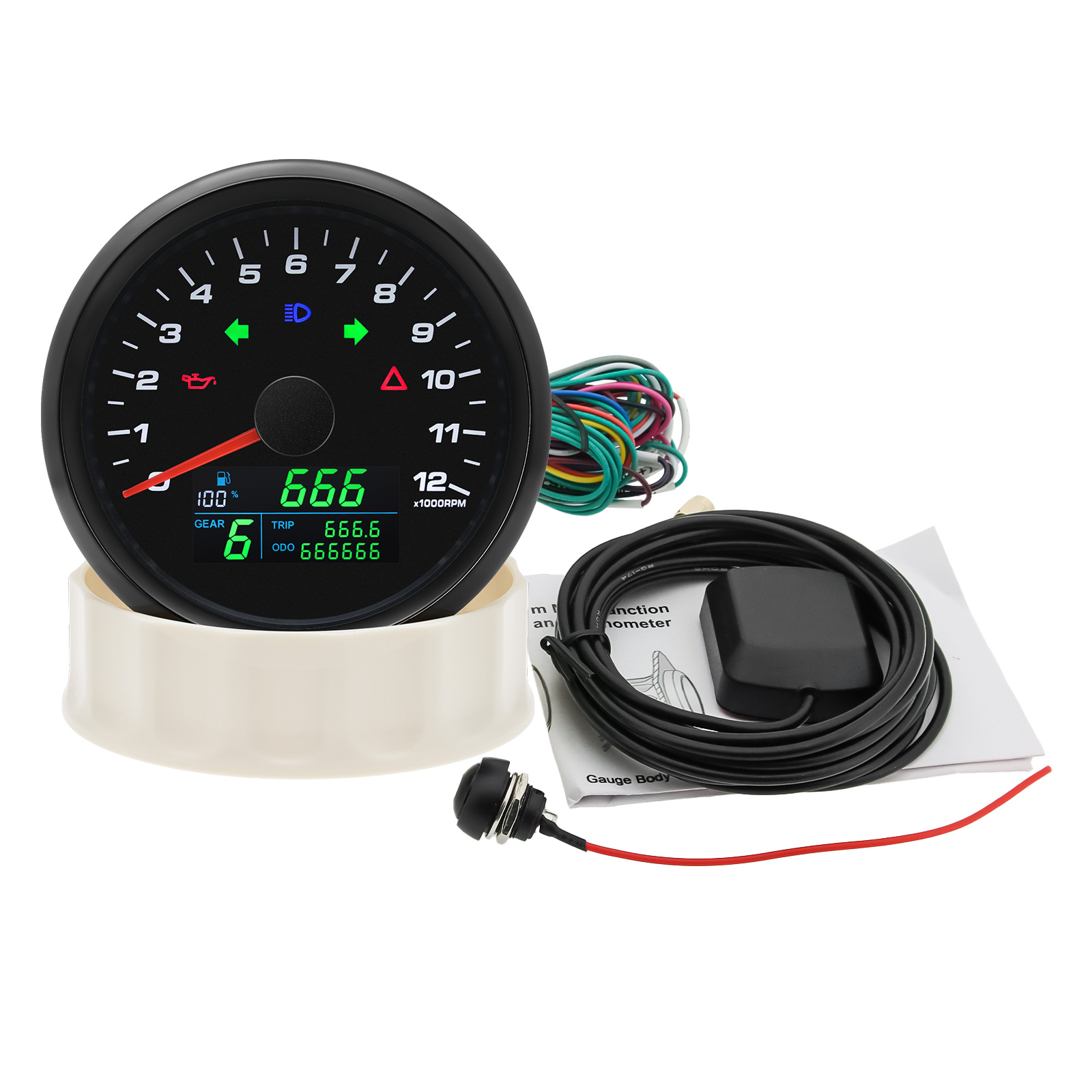 6 in 1  0-12000RPM Tachometer  - Motorcycle Gear Levels recension och pris
