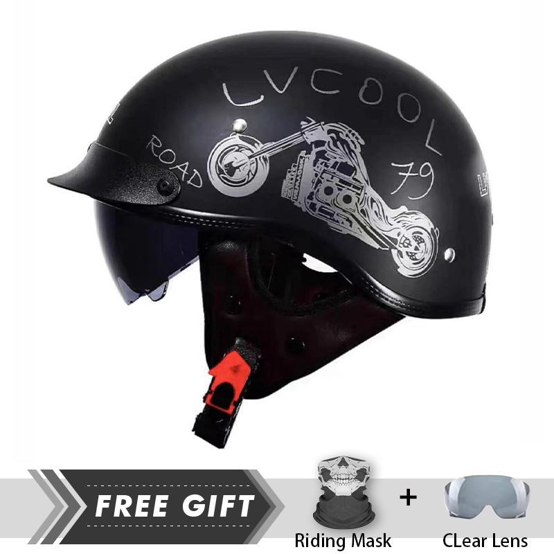 Men Women Half Face Helmet ABS - Motorcycle Gear In Store recension och pris