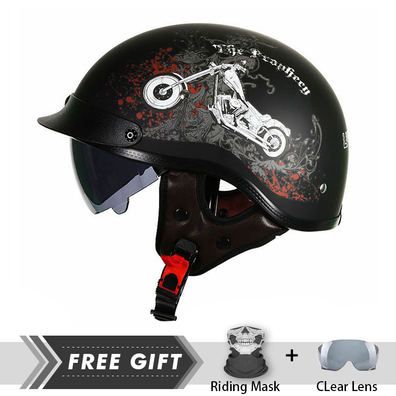 Men Women Half Face Helmet ABS - Motorcycle Gear In Store recension och pris